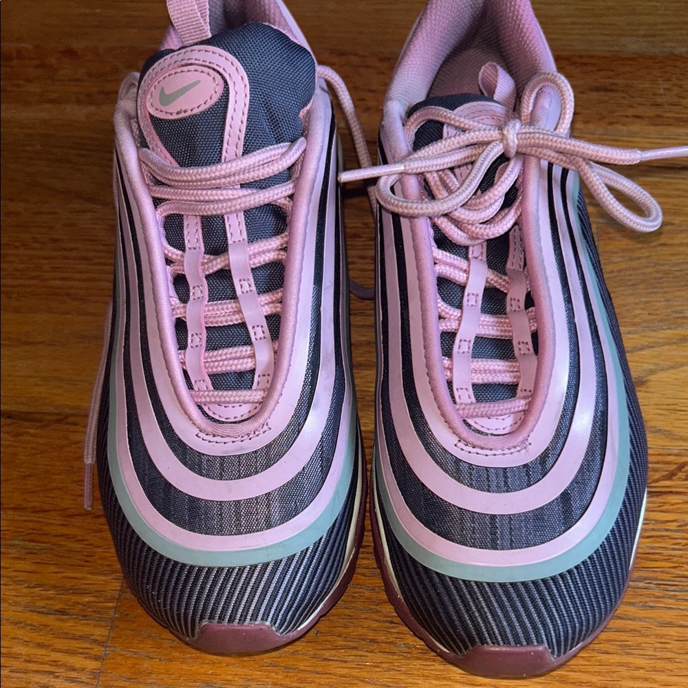 Nike Kids Black and Pink Striped Sneakers